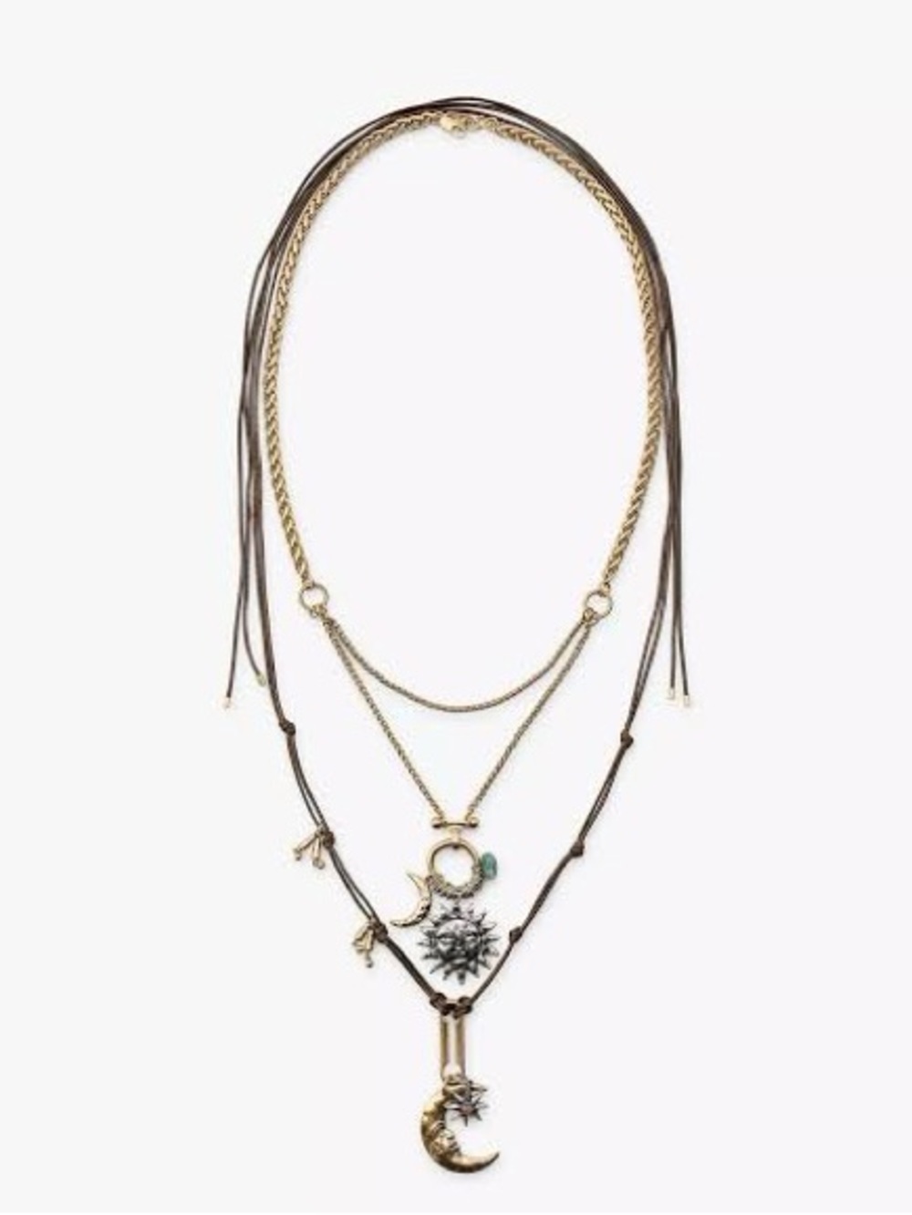 Zara Set of Sun and Moon Charm Necklace